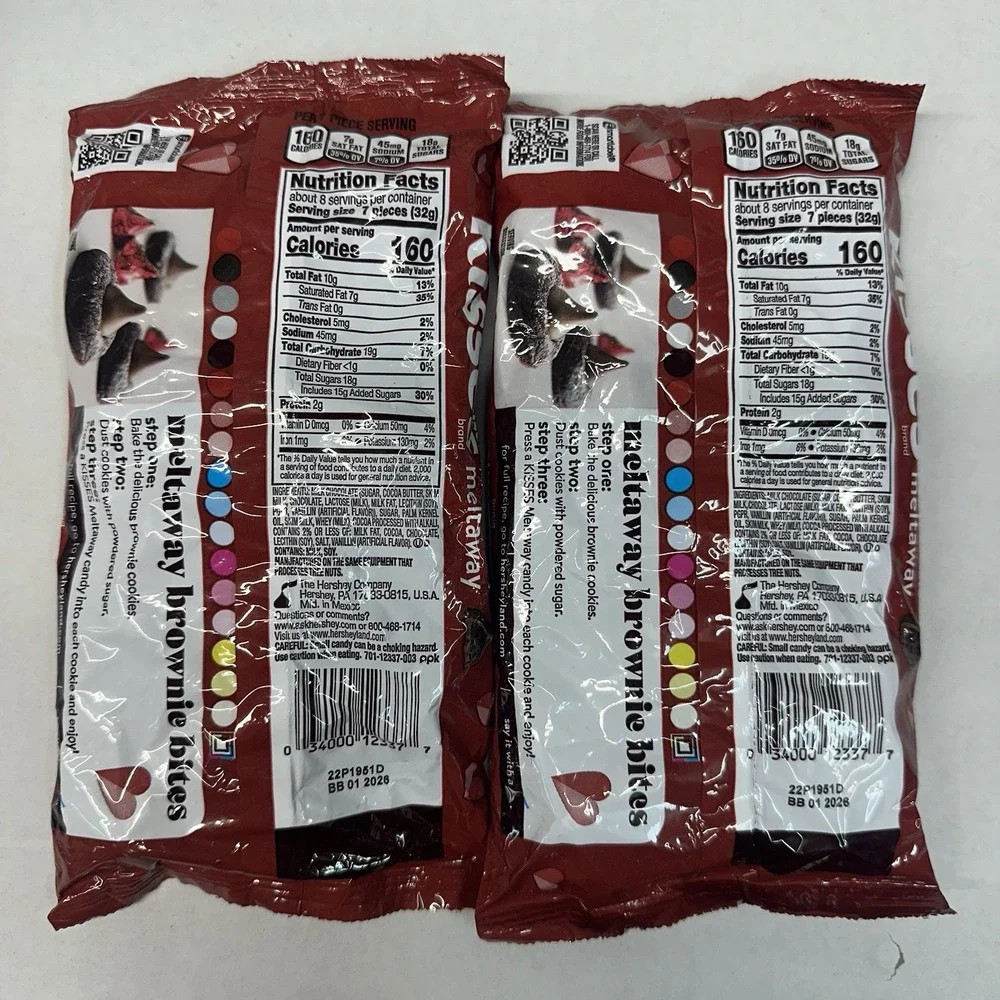 2 Bags Hershey's Kisses Milk Chocolate Chocolate Meltaway Center 9oz BB Jan 2026